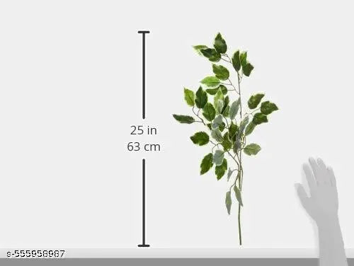 AK TRADERS  Artificial Trees Leaves Decorative Ficus Plants & 42 Leaves Theme Created This Product Easy Install &Washable Perfect Product for Your Home Decor (60 cm Tall, Set of 6, Green/White)