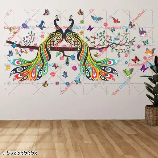 Delight Art ! Branches With Peacock Design Wall Sticker
