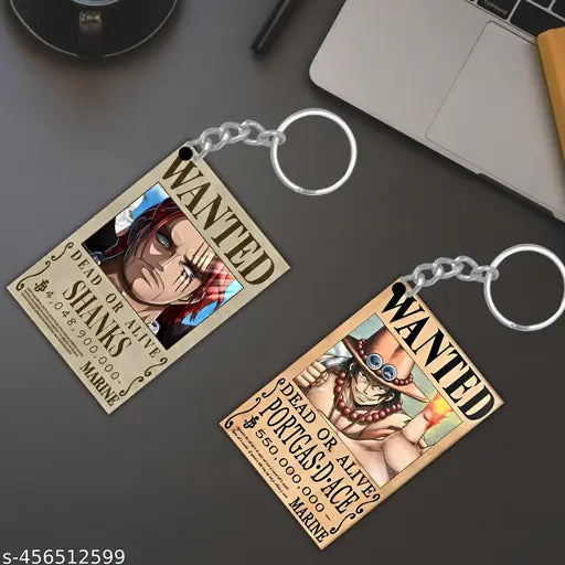 One Piece Anime Printed Acrylic Keychains | Pack of 4 | Trendy Key Rings for Car, Bike, Scooty & Bag | Perfect Gift for Anime Lovers