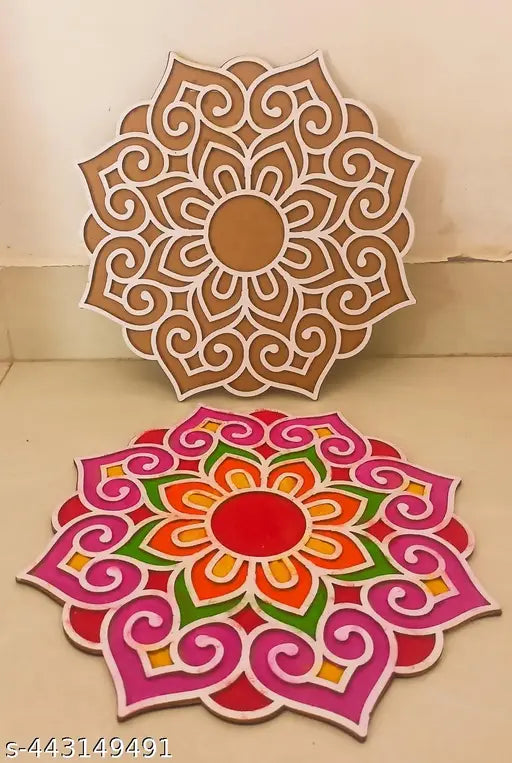 Portable Rangoli (12 inches) Stencil for Decor DIY Craft Reusable Templates for Floor Table Just Fill with Rangoli Atta or Grains for Navratri Pongal Pooja Mandir Rangoli Mats for Decoration