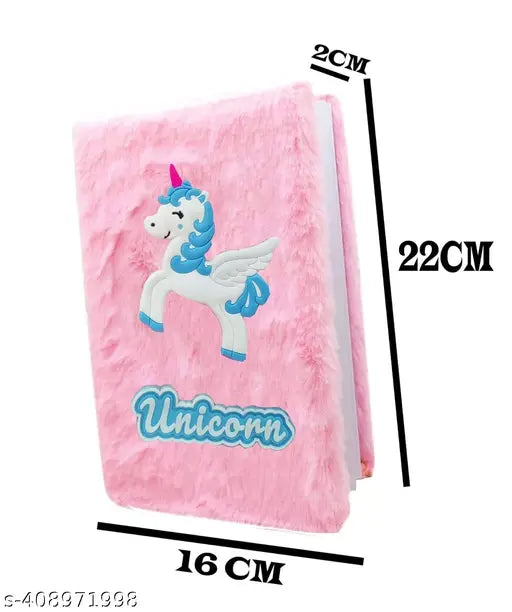 BQFY Elegance stationery hamper (Unicorn fur diary, unicorn fur pouch, lipstick pen, unicorn keychain and pack of paper soap