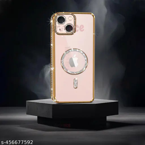 Magnetic diamond Rhinestone Encrusted iphone 13-gold