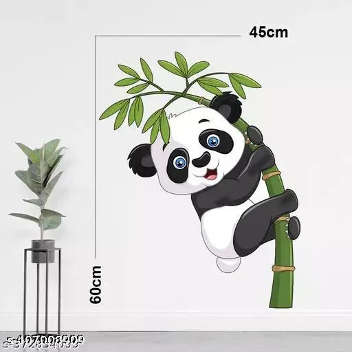 Global graphics cute baby panda with bamboo wall sticker for home decor ( Size -  45*60 ) pvc vinyl
