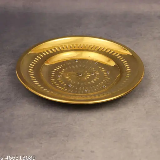 Putrika Traditional Handcrafted Brass Utensil Pongal Pot Sipple Plate|Cookware|Sankranthi Festival|Plate with Holes(Small Sipple Plate)