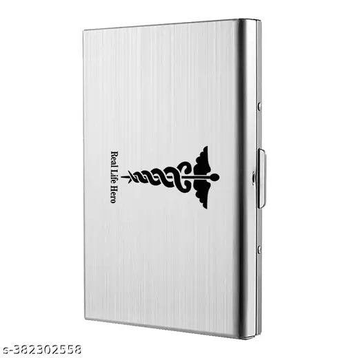 Metal Silver Printed 6 Slot Men Woman RFID Blocking Credit/Debit Card Holder