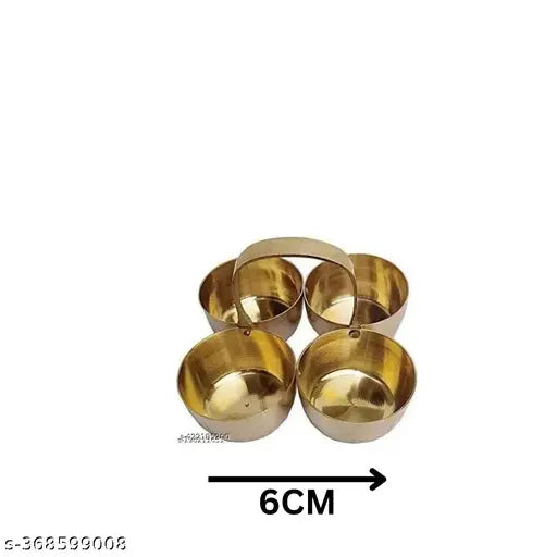 Brass Chowmukh Roli Haldi Pooja Items Holder Mandir Festive Puja Chowmukh 4 Bowl