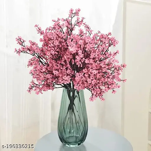 BS AMOR Set Of 5 Pink -Colored Gypsophilia Artificial Flowers and Plants Natural Looking for Home Decoration