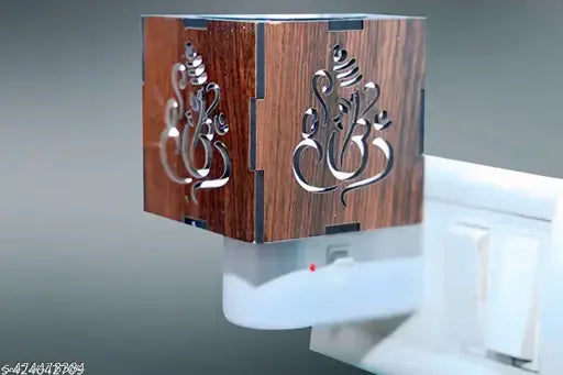 Shri Ganesh wooden Kapoor Dani & Essential Oil Diffuser with On Off switch to toggle Between Burner & Lamp
