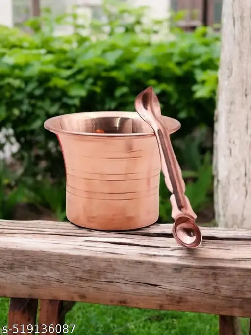 SriMaa Ventures Copper Panchapatra with Spoon for Pooja | Traditional Panchapatra Set