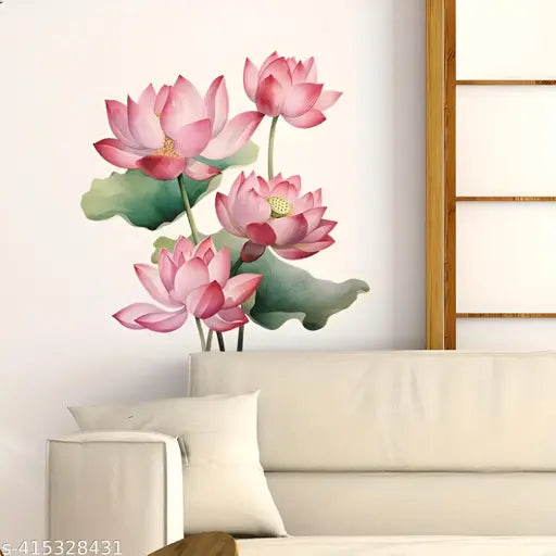 Shree Decore Beautiful Flower Wall Stickers - Self-Adhesive Home Decor Decals for Bedroom, Living Room, and Entryway