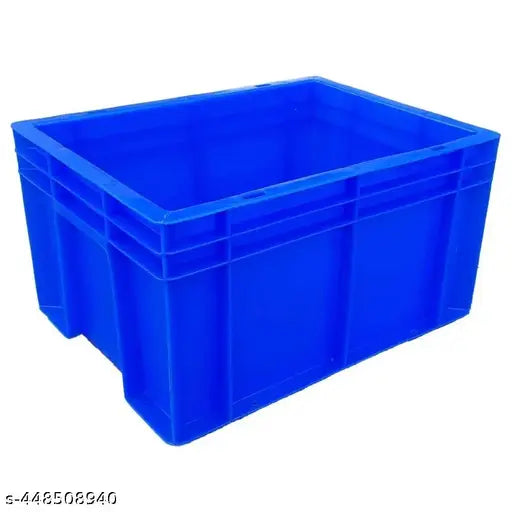 Mahira Heavy Duty Blue Plastic Crate 40x30x22 CM | Multipurpose Storage Bin | Shelf Basket for Vegetables, Fruits, Milk.