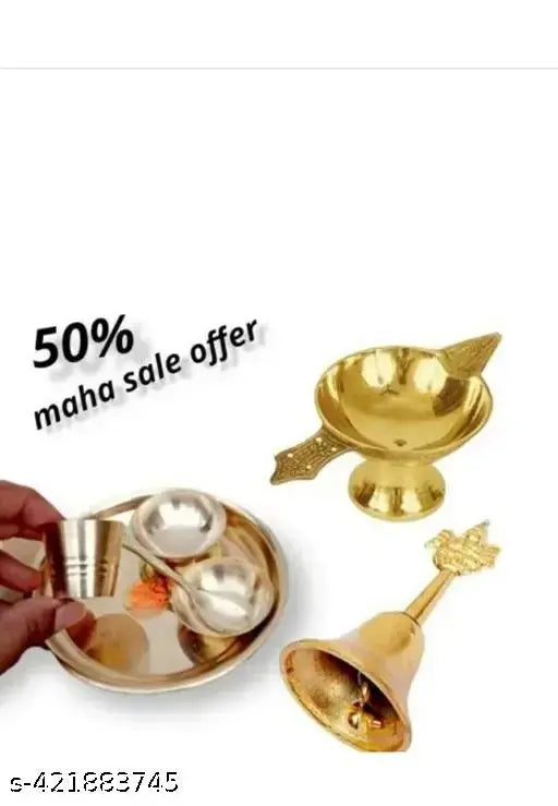 Swami 3 como set laddu gopal bhoj thali with dipak and ball , pital matal