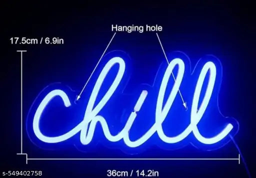 PFH Home Wall Decor Chill Name Plate Neon Light Name Plate Wall Decoration Use For Home Temple Office Shop Restaurant Cafe Club Baar Spa Cill Name Plate Wall Night Light Decorative Light