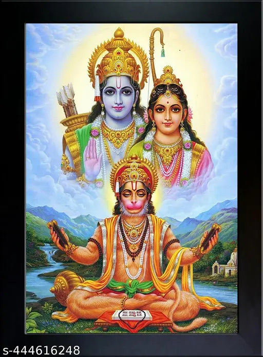 Think Tech Bajrangbali for Door Entrance Vastu Wall Painting Framed Home Décor Size - 10x13.5 Inch