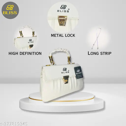 Graceful Stylish Slingbags  Luxury High Quality PU Leather Women Shoulder Bag (White)