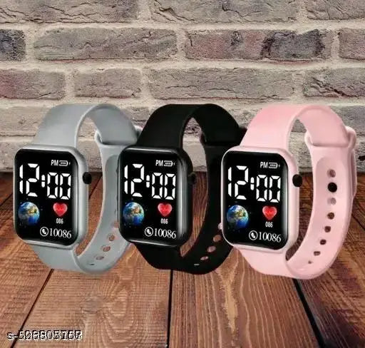 Digital Watch Combo (Pack of 3) BUY Most Selling Latest Trending Square Led Watch for unisex, Best Quality Watch Classic Digital Watch,watch, top, watch Digital, Trending Sports Watch, For Boys & Girls,Smart LED band for kids, boys and girls,Water resista