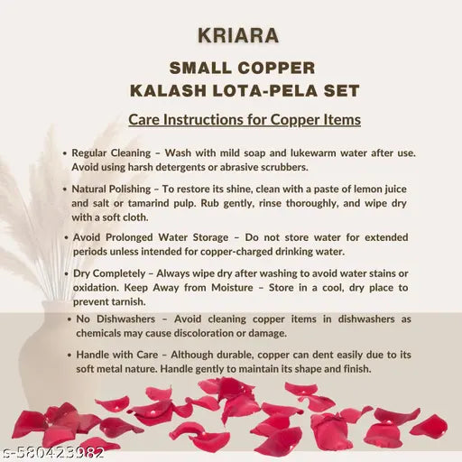 KRIARA Small Size Copper Kalash with Pela for Pooja & Puja Mandir | Small Size Copper Lota & Copper Pela Set for Puja Rituals | Puja & Pooja Essentials for Home Mandir | Tamba Lota for Water – Total Height  6 cm, 4.5 cm Outer Diameter, 40g