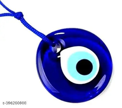 B Craft Set of 2 Evil Eye Blue Beads Diwali Gift Feng Shui Vastu Blue Big Glass Evil Eye Door Hanging (20 cm Height) (Glass, Blue)
