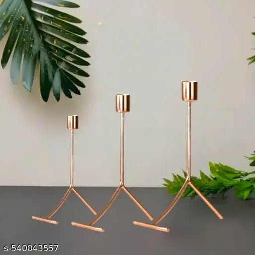 Set of 3 Candle Stick Holder for your home decoration Ornament Golden Home Decor / Diwali Decoration / Best for gifting