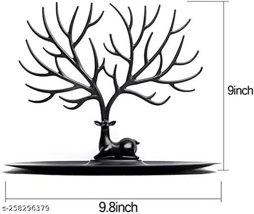 Deer Tree Tray Display Stand Holder Organizer, Jewellery Rack, Key Holder(PACK OF 1/BLACK)