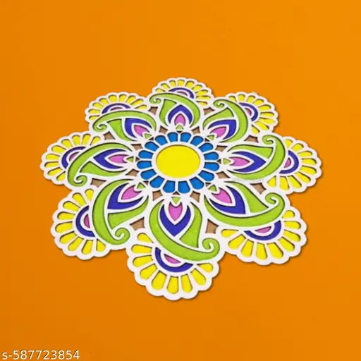 12 Inch MDF Rangoli Stencil – Bigger & Better Reusable Design Template for Floor Art & Diwali Decoration