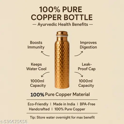 HAMMERED HANCREFT COPPER WATER BOTTLE
