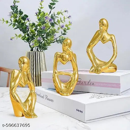 DAY CREATION Golden Thinker Statue for Home Decor | Table Decor (Pack of 1, Golden)