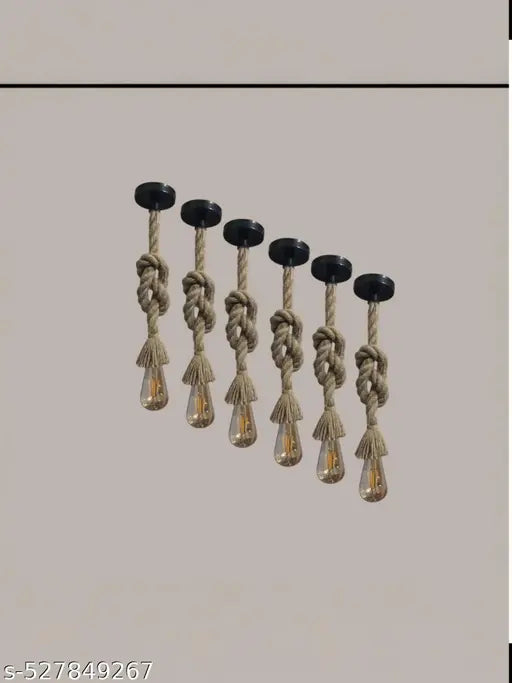 Hanging Decorative Rope Light Pack of 6 Without Bulb ( Brown )- Home Decor, Fancy Light, Light for Restaurant.