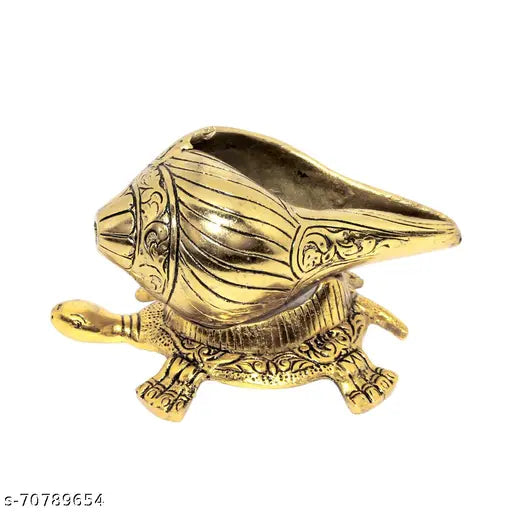 WORLD OF CRAFT Shankh With Stand for Pooja & Brings Prosperity, Happiness, Good Health & Wealth Decorative Showpiece Gift.