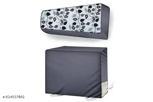 Ebring Split Ac Cover Set With Indoor and Outdoor Unit for 1.5 Ton Capacity AC | Waterproof & Dust Resistance| All Weather AC Cover (Grey Leaf)