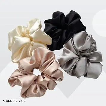 scrunchies 5 PCS(SAME COLOR) and Premium Quality Fabric Black color Fabric thalamudi kattu/thalamudi bandham/Jada Bandlu/Muti pattaikal/hair baandukal/Kudalu byandgalu/Hair byandgalu Ideal for Women / Girls