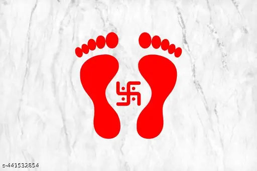 Hetshree Decor Set of 36 Laxmiji Charan Sticker Diwali Sticker for Diwali Decoration Self Adhesive Wall Sticker