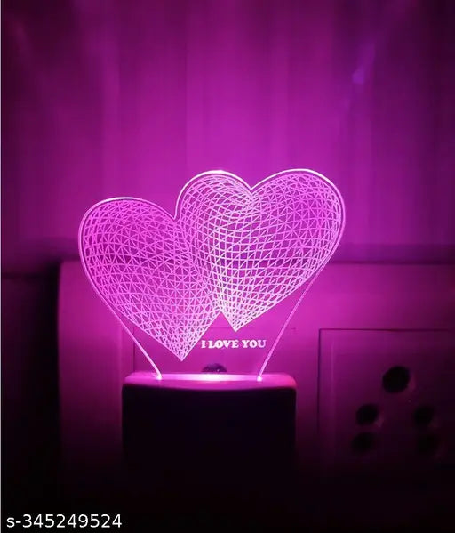 Diona Night Lamp Two Hearts Couple Romantic LED Multi color light changing 3d illusion light valentinsday, birthday, anniversary gift