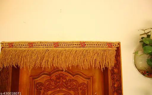 Paddy Door Toran/Pooja Room Toran,3.5 Feet Nel/Bathada Torana,42 Inches Thoran with Red SWASTIK