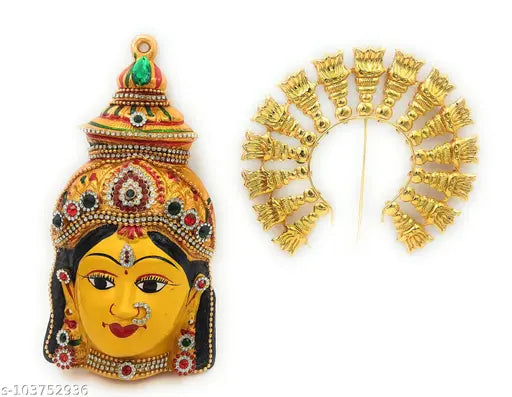 Varalakshmi devi face idol with golden arch| Amman Face | Varamahalakshmi | 8 inches