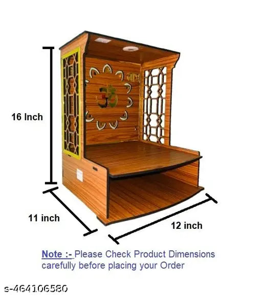 Styleo OM Wood Temple, Decorative temple,Home Temple,Mandir,Pooja Mandir  for Home Wall Mounted with LED Spot Light