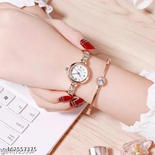 Rose Gold Diamond Watch Women watch Women Classy watch Black Girls Unique watch Women chain birthday gift Watch Analog golden watch New Combo watch Women Fancy watch black chain Wrist watch chain wala hand watch new beautiful Girls Watch New Watch for Gir
