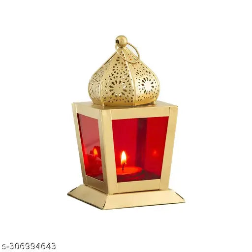 MARYAM HANDICRAFTS Moroccan Lantern | Antique Brass Décor Lamp with Filigree Design | Handmade Iron Metal, 10cm Tall, for Indoor/Outdoor | Perfect for Weddings, Festivals & Home Décor