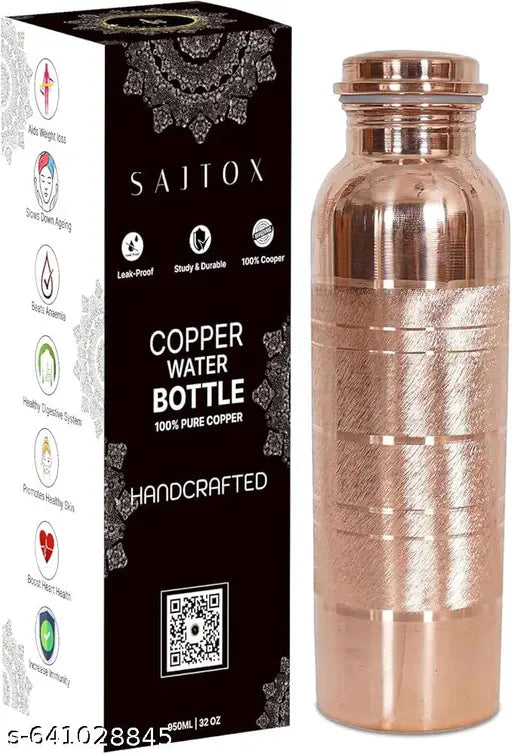 Copper Water Bottle - 34 Oz Extra Large - A Silver Touch Ayurvedic Pure Copper Vessel For Drinking - Drink More Water, Lower Your Sugar Intake And Enjoy The Health Benefits Immediately