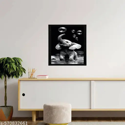 Elephant  Wall Decor A4 Size Framed Paintings for Living Room Bedroom & Office Decor - Wall Art Frames Wall Posters with Frame for Home Decoration - Wall Paintings