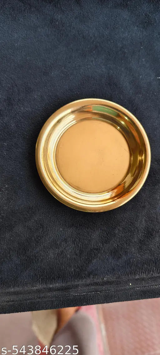Pure Brass Plate 3.5 inch for pooja bhog pack of 4 Small Size Bhog Plate Bhog Thali