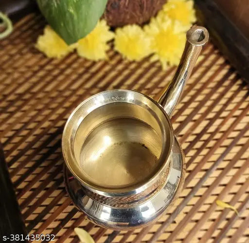 Arembi Decor Brass 3.5 inches Puja Lota Lutiya Kalash Pooja Room Decor Kerala Holy Kindi