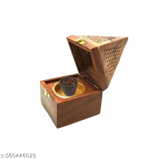 Wooden Sambrani Dhoop Stand Incense Holder: Perfect Pooja Room Stand Decoration Item, Dhup Dani & Doopam Holder, Essential Puja Item for Home Mandir and Pooja Thali Set Rituals