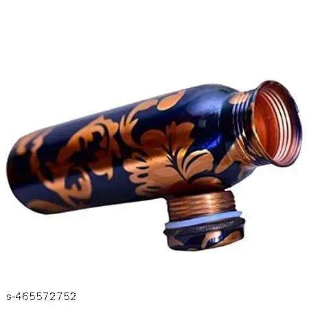 BLUE PRINTED COPPER BOTTLE,  PRINTED WATER BOTTLE, WATER BOTTLE , PURE COPPER BOTTLE, JOINTLESS COPPER BOTTLE 950 ML