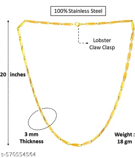 Trendy Gold Plated Stainless Steel Chain for Men | Sleek Link Design