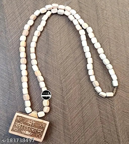 ANVIKA Tulsi kanthi with Shri SitaRam Bhaktmal Locket ||Handmade Tulsi Beads Mala Wood Wood Necklace