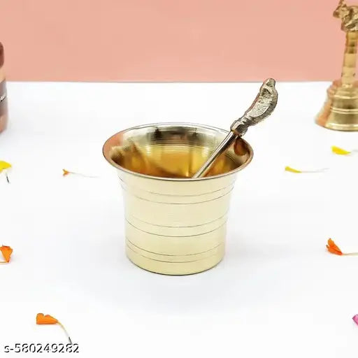 Sanatan Siddhi Brass Panchapatra & Uthirani Set | Holy Water Serve Set
