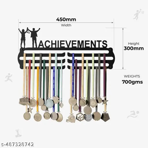 Medal Hangers - Achievements Medal Holder - Large Metal Wall Display - Holds Up to 90 Medals - Black, Glossy Finish - Perfect for Kids and Athletes
