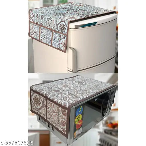 Krishna E premium quality water proof Fabric Fridge Cover With 1 pec of Microwave Oven Cover  - Set of 2 Pec
