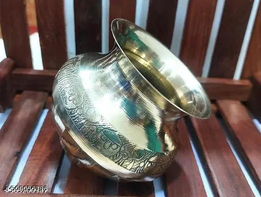 Pure Brass Jagannath Lota/Kalash - Gold Colour Puja Kalash for Temple Rituals | Brass Pooja Kalas Diwali Sawaan Shivratri Holi Festivels Kalash